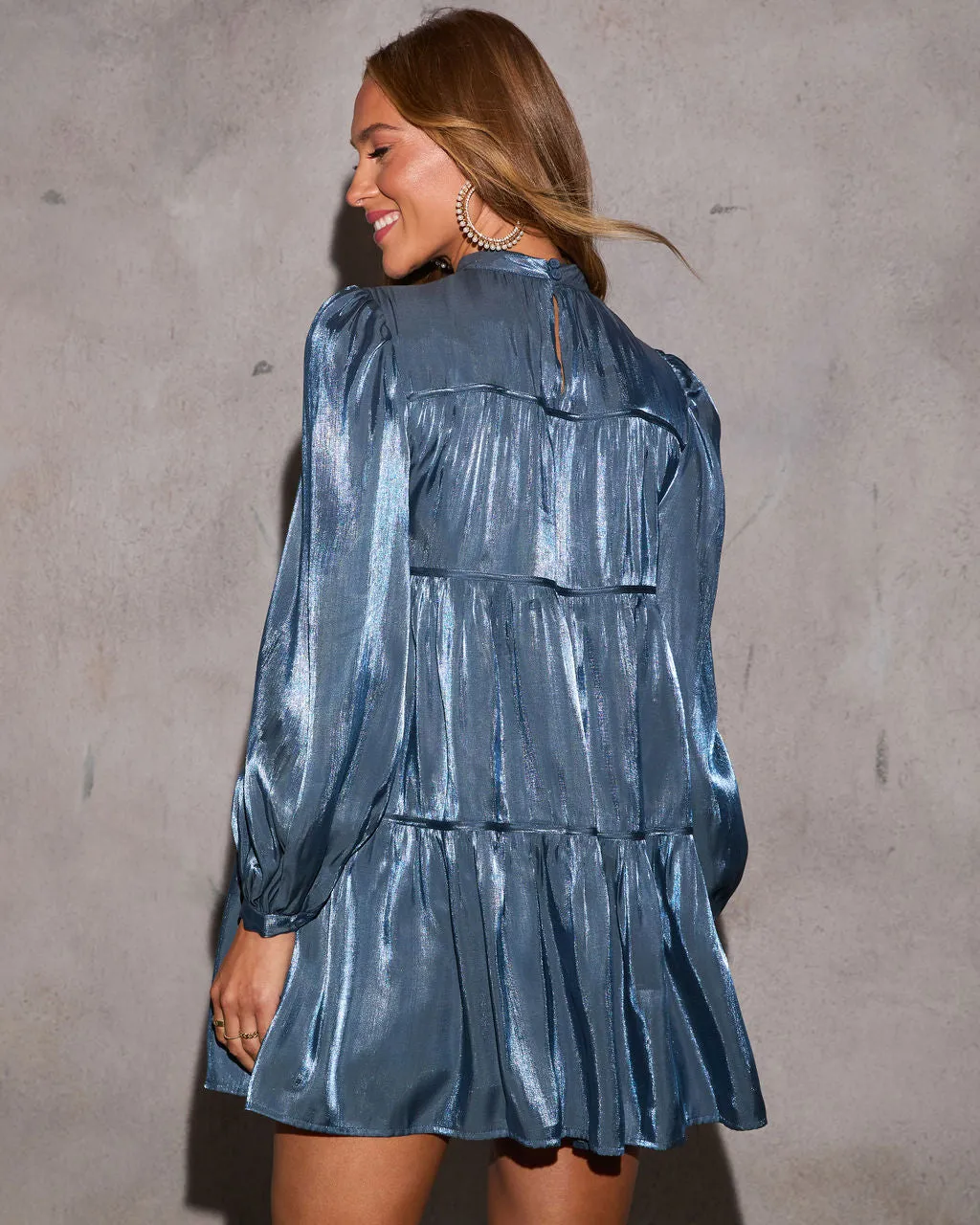 Fall Into You Pleated Satin Mini Dress sold by Vici product image thumbnail 4