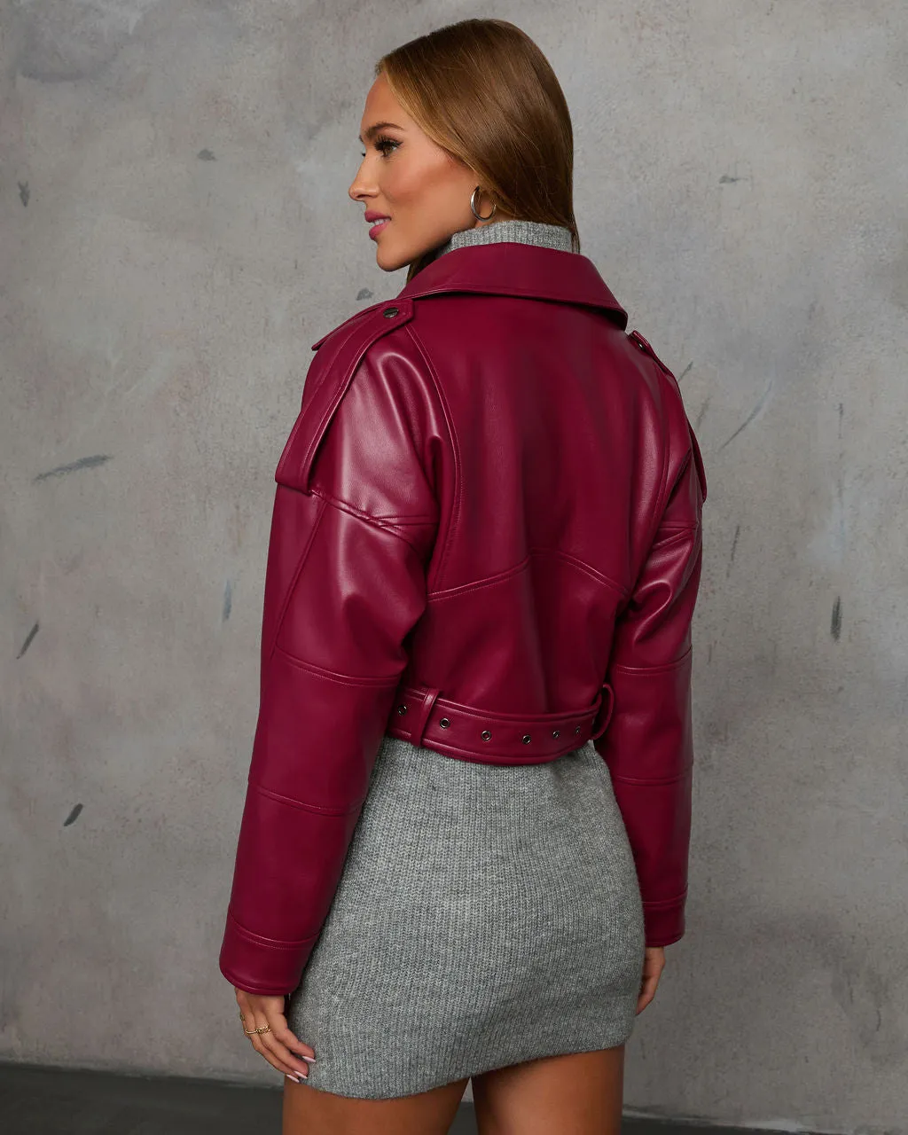 Jamelia Cropped Moto Leather Jacket sold by Vici product image thumbnail 4