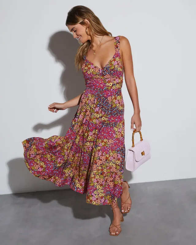 Free Spirited Ditsy Floral Midi Dress sold by Vici