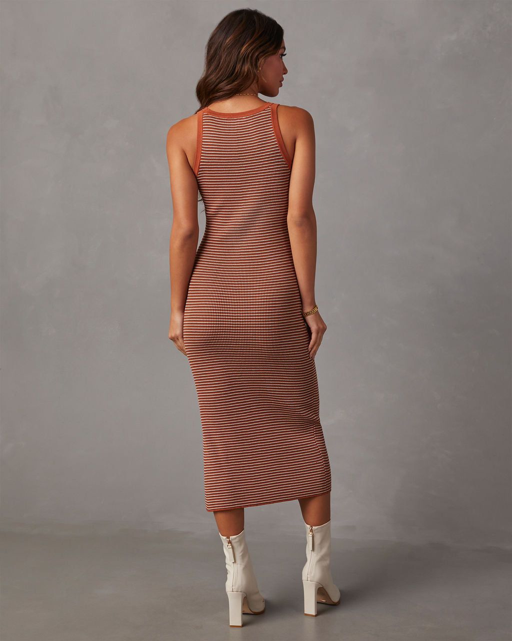 Klariza Sleeveless Ribbed Knit Midi Dress - Rust sold by Vici product image thumbnail 4