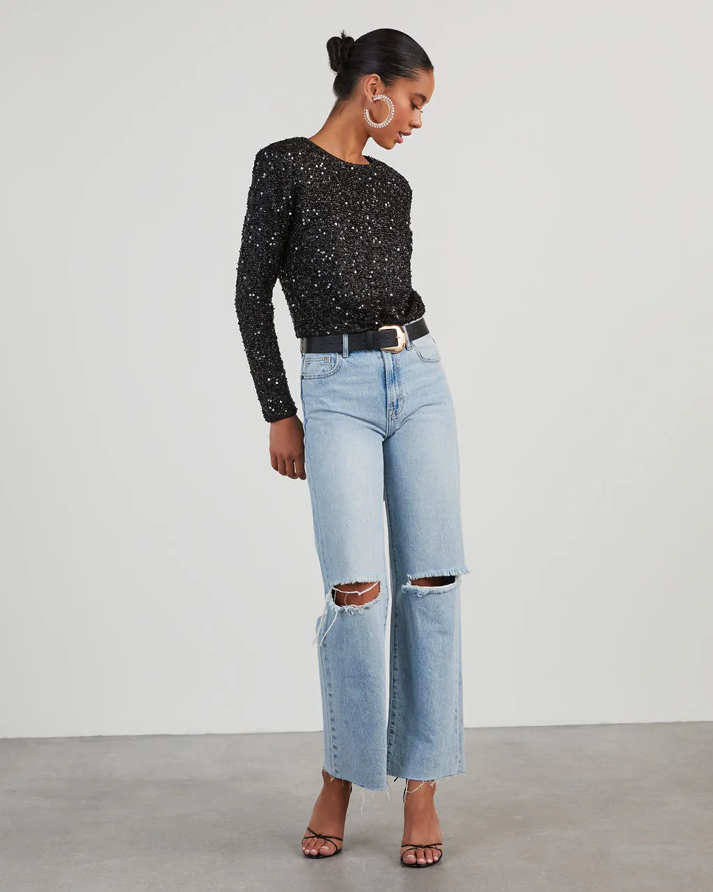 Scarlett Sequin Padded Shoulder Bodysuit sold by Vici product image thumbnail 2