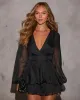 Make My Night Chiffon Bow Tie Romper sold by Vici