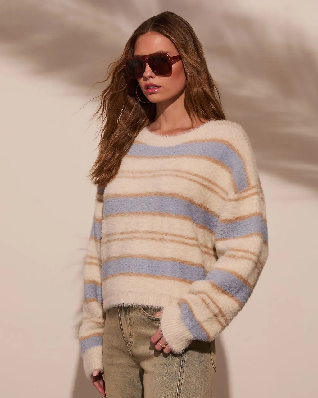 Snuggle Weather Striped Fuzzy Sweater sold by Vici product image thumbnail 3
