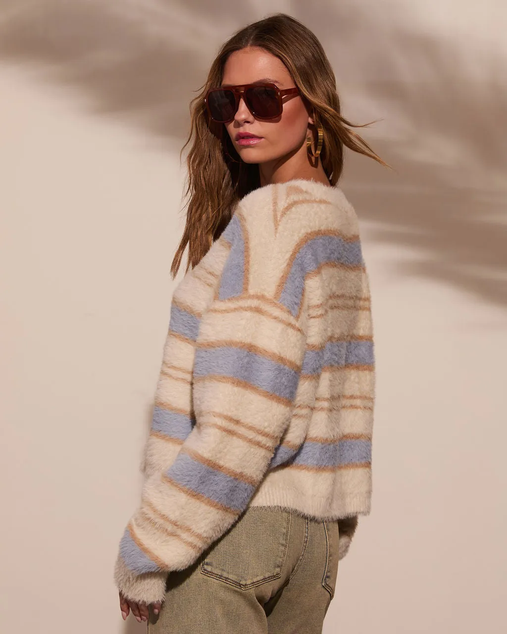 Snuggle Weather Striped Fuzzy Sweater sold by Vici product image thumbnail 4