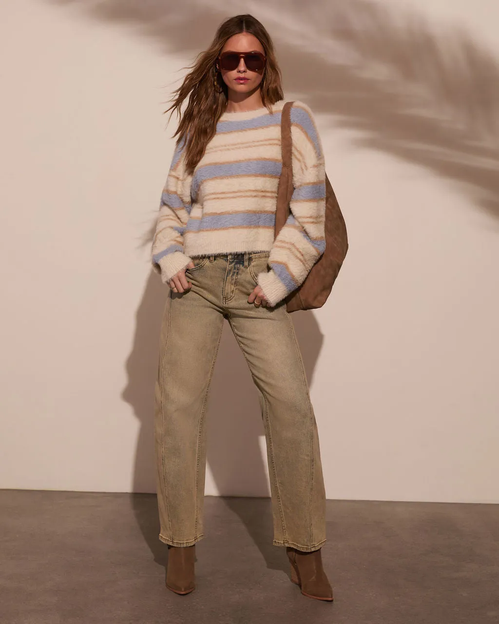 Snuggle Weather Striped Fuzzy Sweater sold by Vici product image thumbnail 5