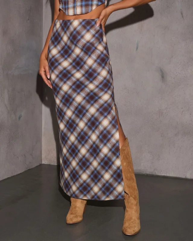 Gaia Plaid Maxi Skirt sold by Vici