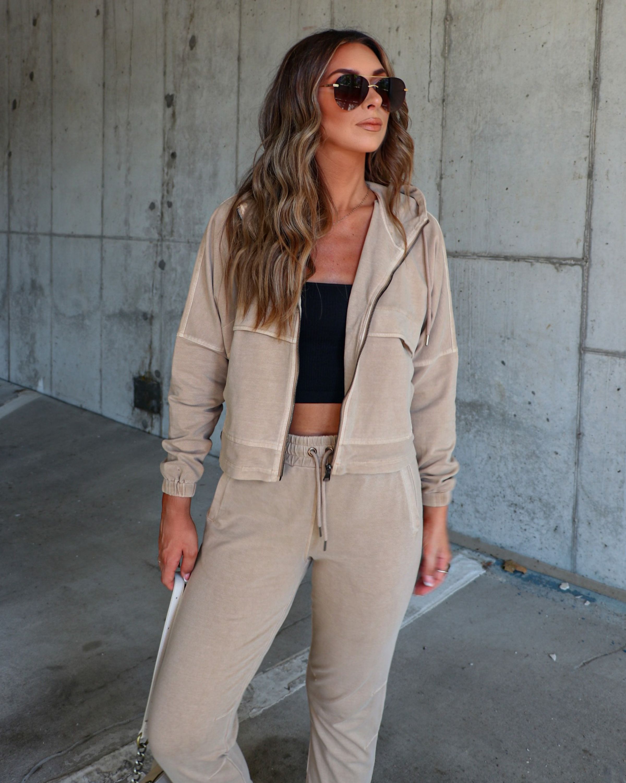 Fern Pocketed Hoodie Lightweight Jacket - Taupe sold by Vici product image thumbnail 6