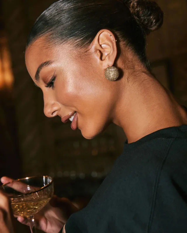 Party Lights Rhinestone Bauble Stud Earrings sold by Vici