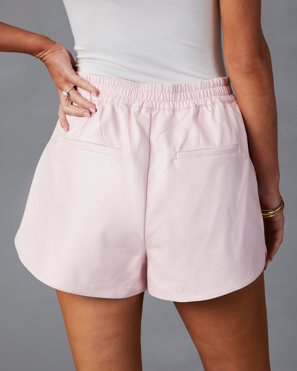 Always On Point Faux Leather Pocketed Shorts - Light Pink - FINAL SALE sold by Vici product image thumbnail 2