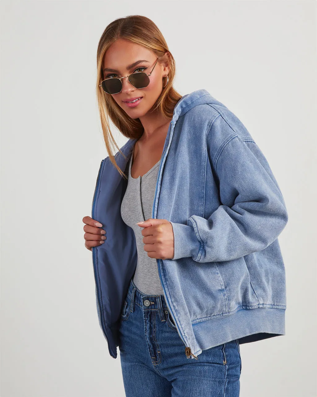 Conner Reversible Hooded Denim Bomber Jacket sold by Vici product image thumbnail 3
