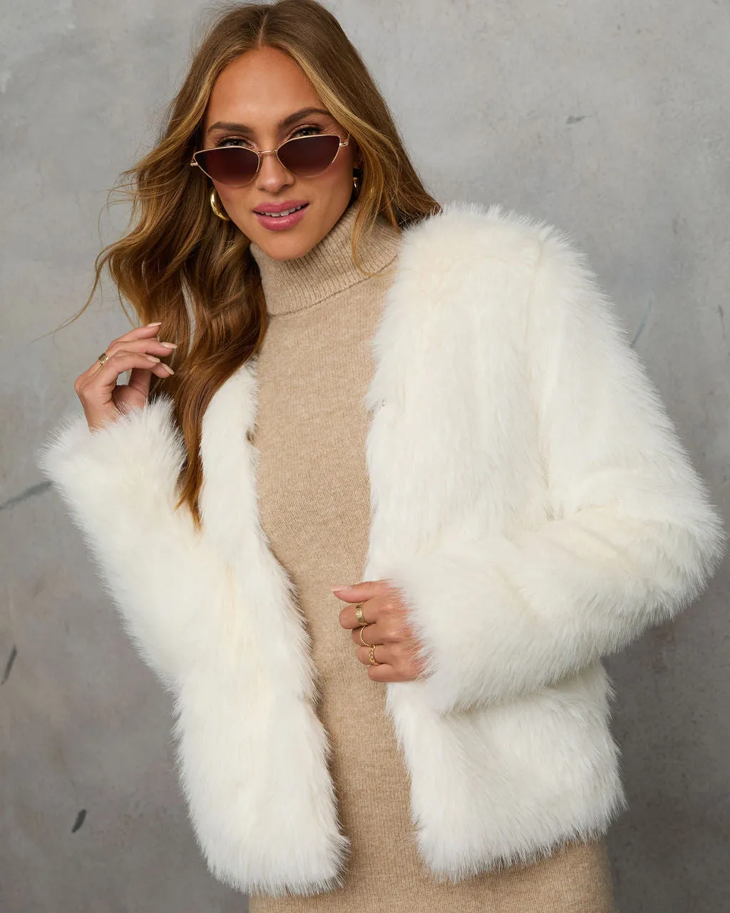 Warm Gather Faux Fur Coat sold by Vici