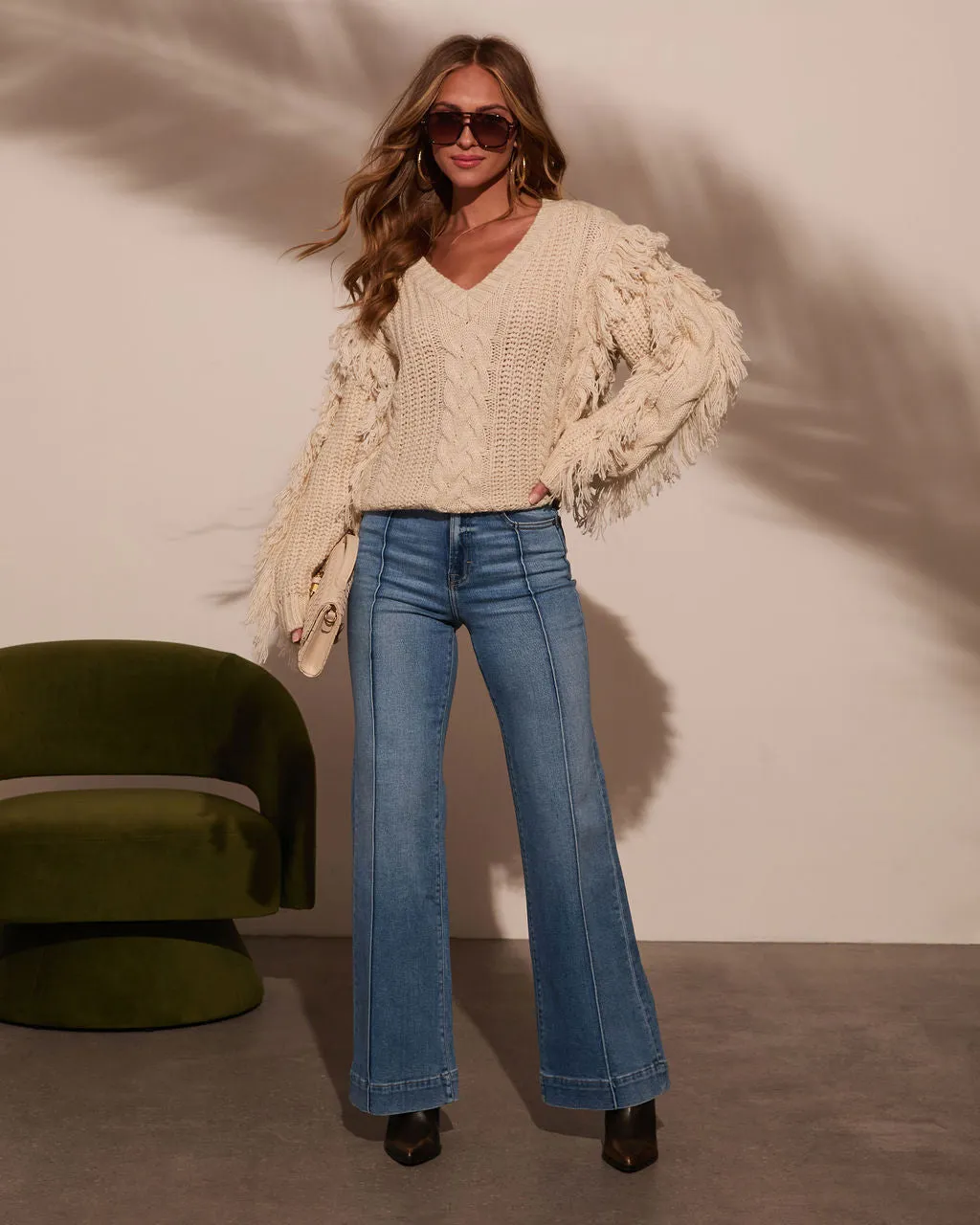 By The Fire Fringe Cable Knit Sweater sold by Vici product image thumbnail 5