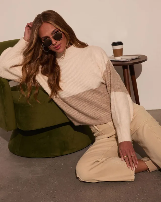 Icy Embrace Mockneck Colorblock Sweater sold by Vici