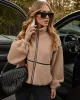Chill Whispers Contrast Trim Shearling Jacket sold by Vici
