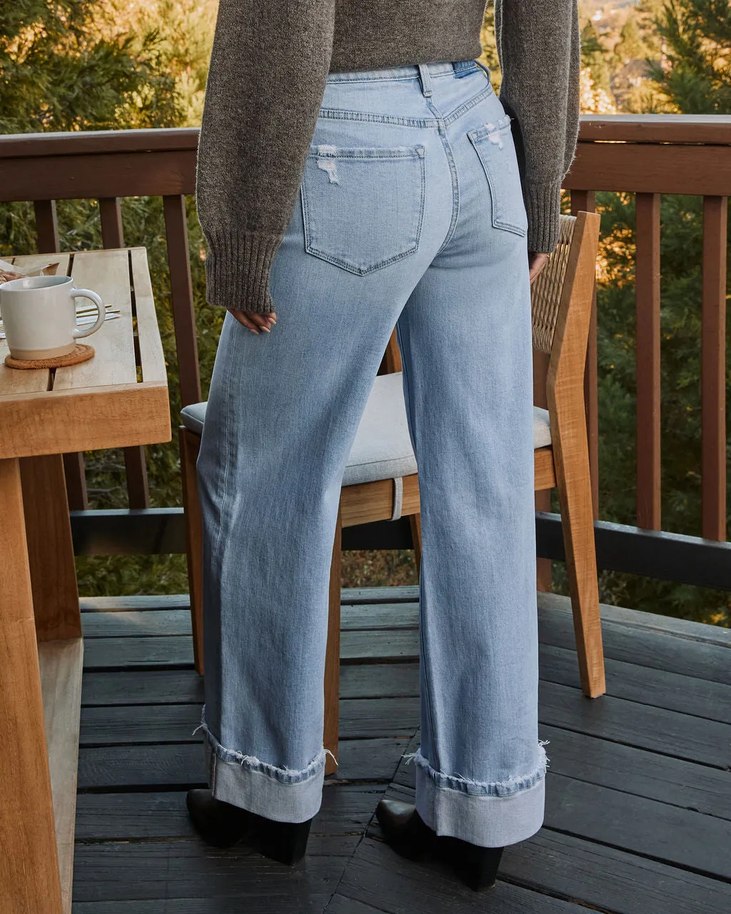 Laylia Stretch Distressed Wide Leg Jeans sold by Vici product image thumbnail 4