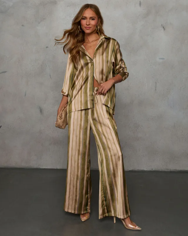 Shaylan Striped Button Down Top sold by Vici