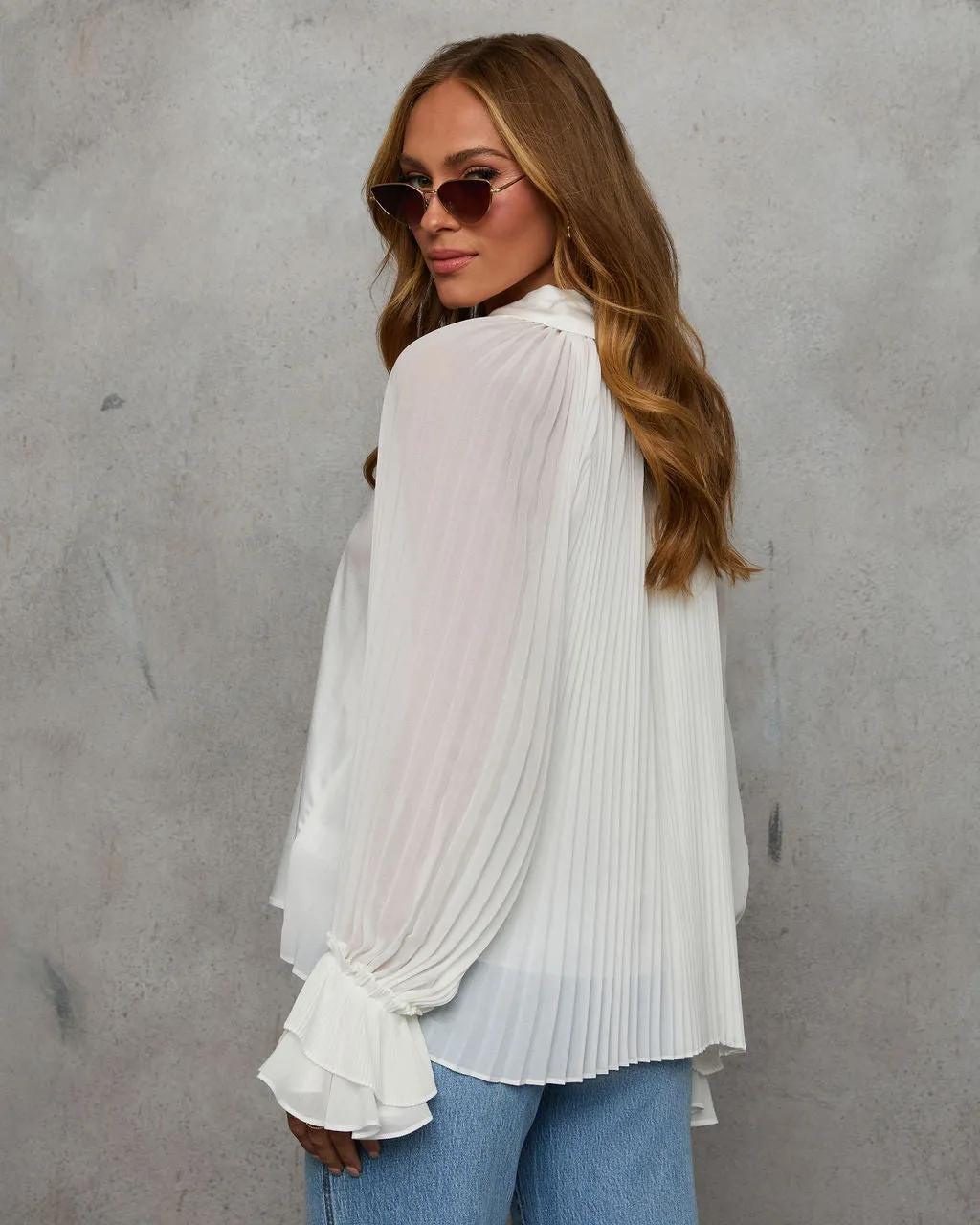 Iyla Pleated Blouson Sleeve Top sold by Vici product image thumbnail 4