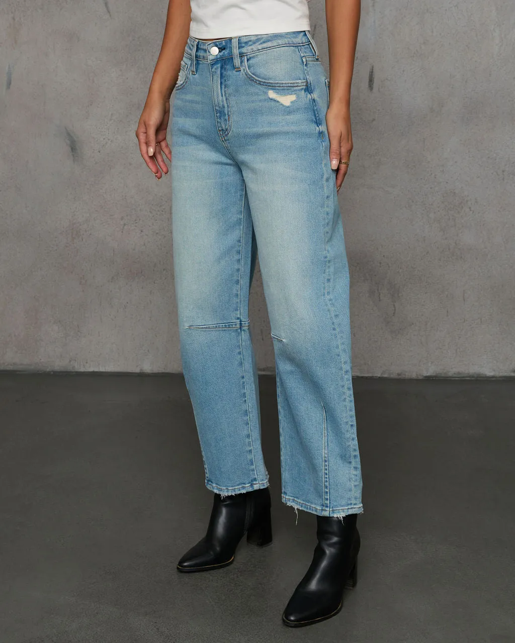 Evangelina Stretch Distressed Barrel Jeans sold by Vici product image thumbnail 3
