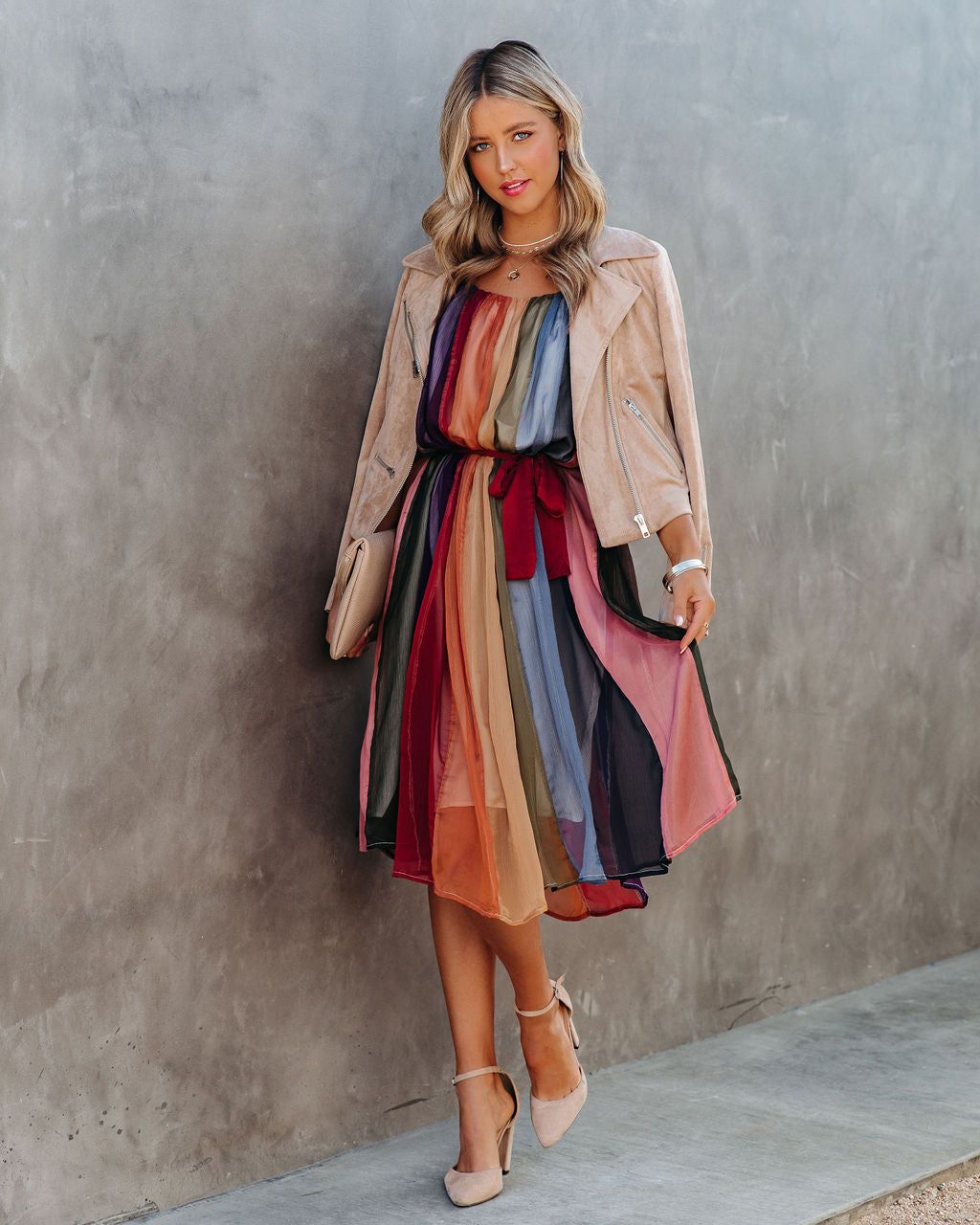 Zyva Striped Chiffon Tie Midi Dress - FINAL SALE sold by Vici product image thumbnail 8