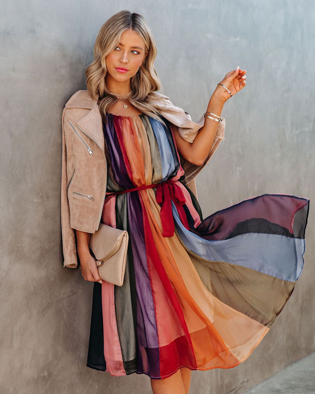 Zyva Striped Chiffon Tie Midi Dress - FINAL SALE sold by Vici product image thumbnail 10