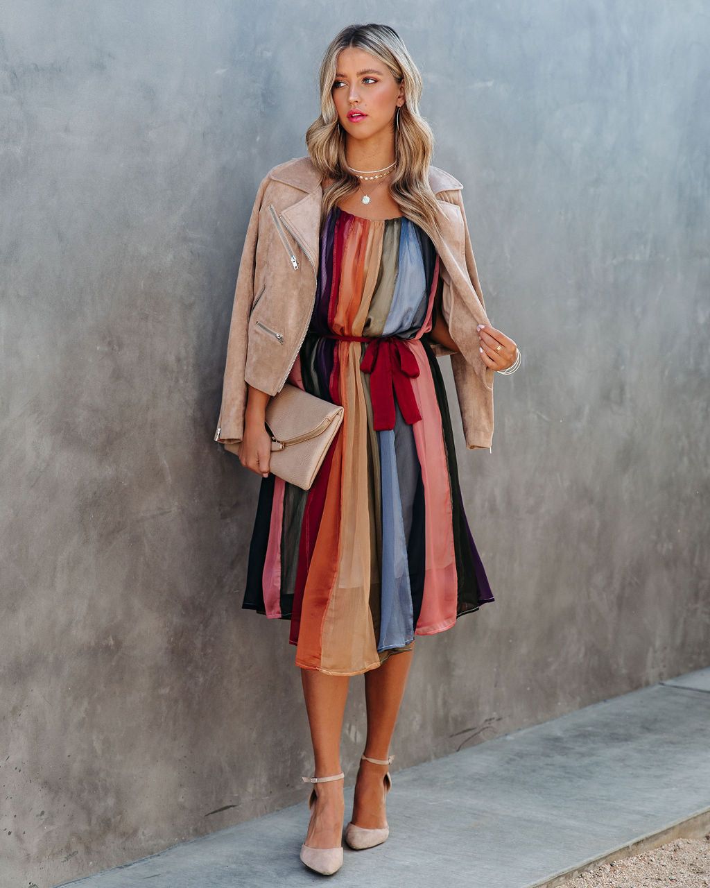 Zyva Striped Chiffon Tie Midi Dress - FINAL SALE sold by Vici product image thumbnail 9