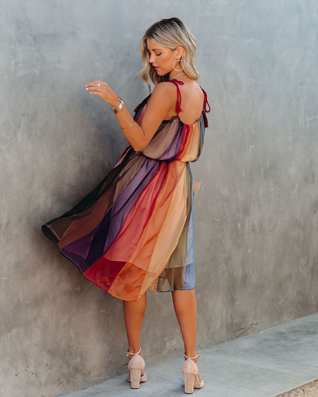 Zyva Striped Chiffon Tie Midi Dress - FINAL SALE sold by Vici product image thumbnail 2