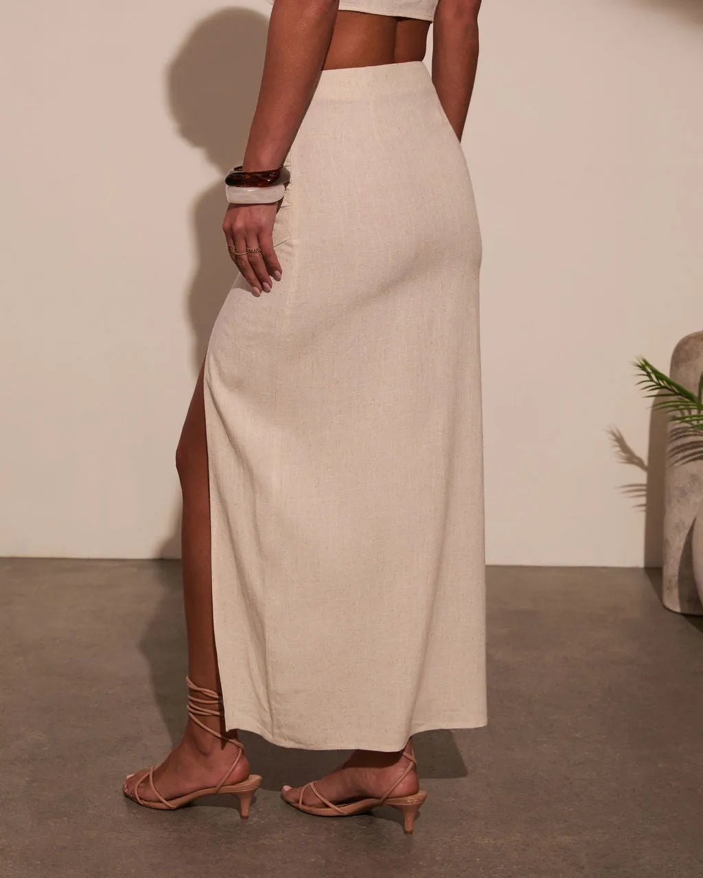 Emiliana Wrap Linen Maxi Skirt sold by Vici product image thumbnail 4