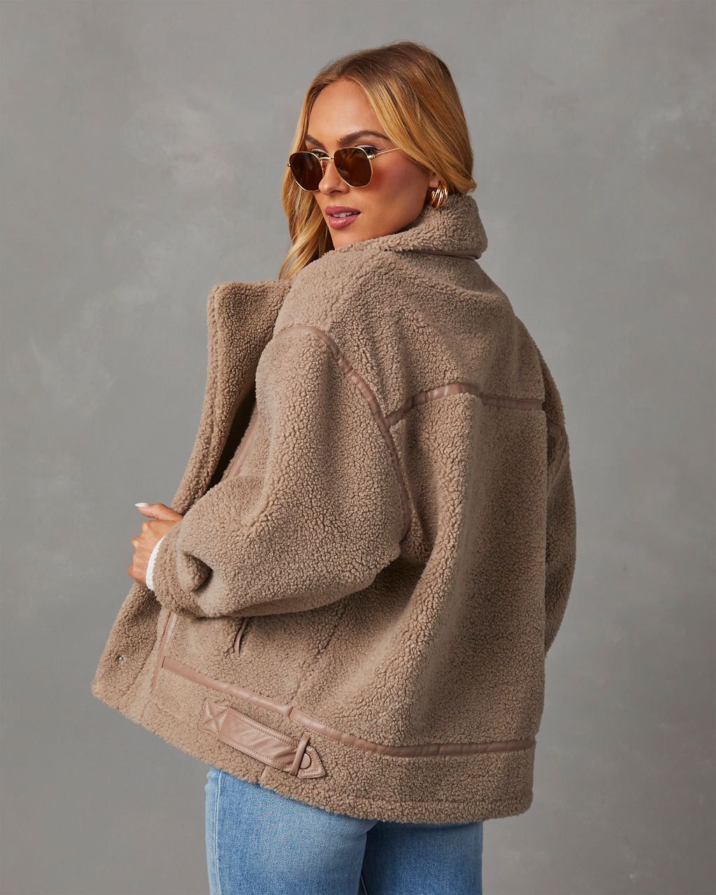 Evans Oversized Sherpa Bomber Jacket sold by Vici product image thumbnail 4