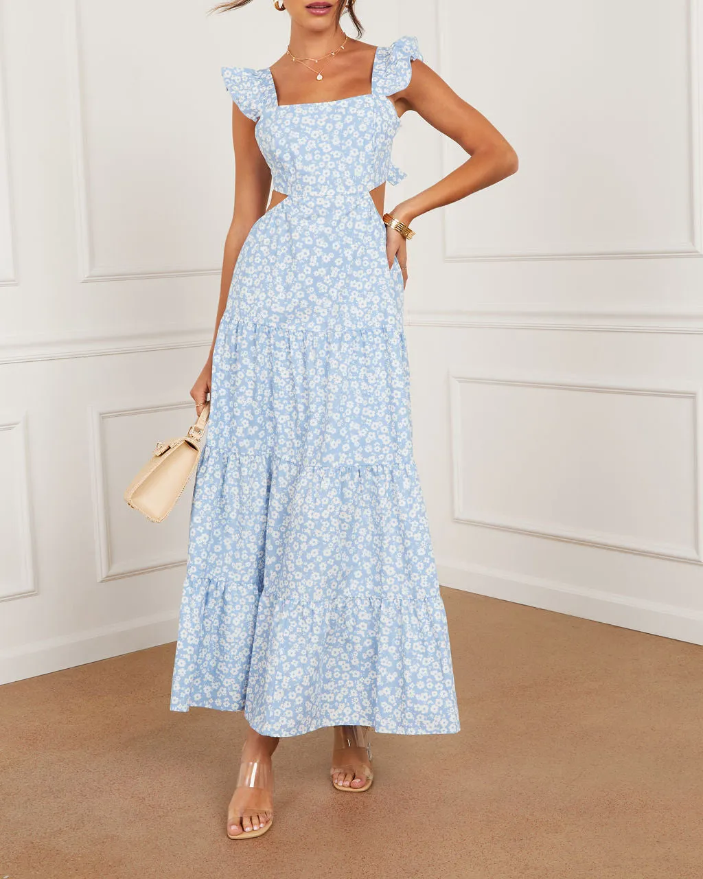 Cordelia Tiered Cut Out Back Floral Maxi Dress sold by Vici product image thumbnail 5