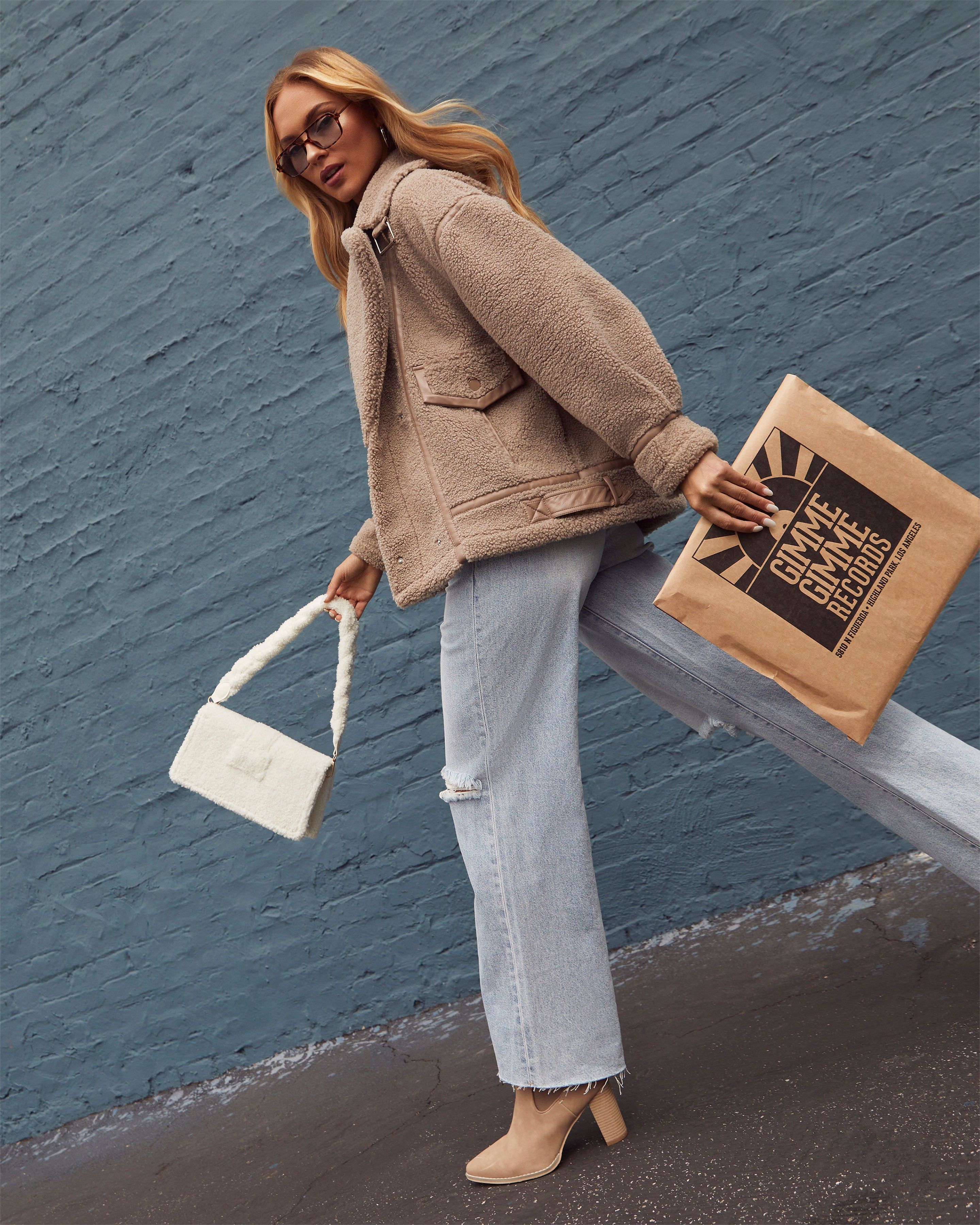 Evans Oversized Sherpa Bomber Jacket sold by Vici product image thumbnail 2