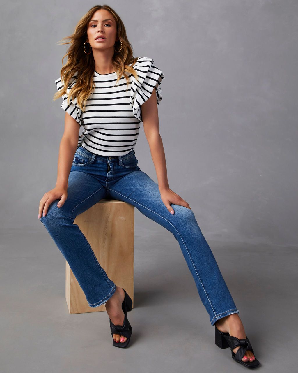 Evren High Rise Slim Straight Leg Jeans - Dark Wash - FINAL SALE sold by Vici product image thumbnail 8