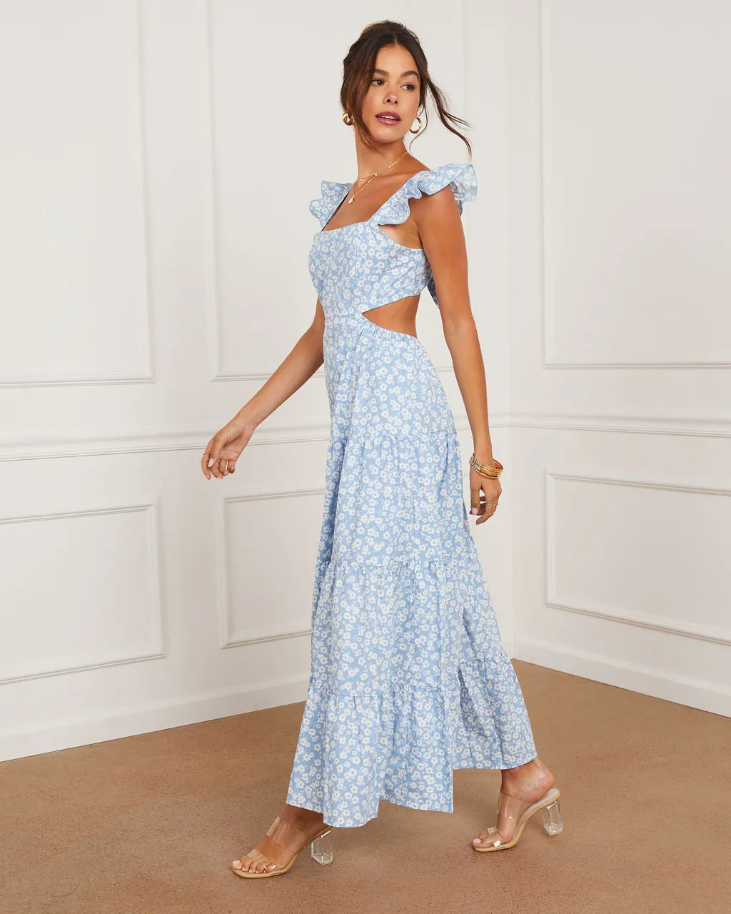 Cordelia Tiered Cut Out Back Floral Maxi Dress sold by Vici product image thumbnail 3