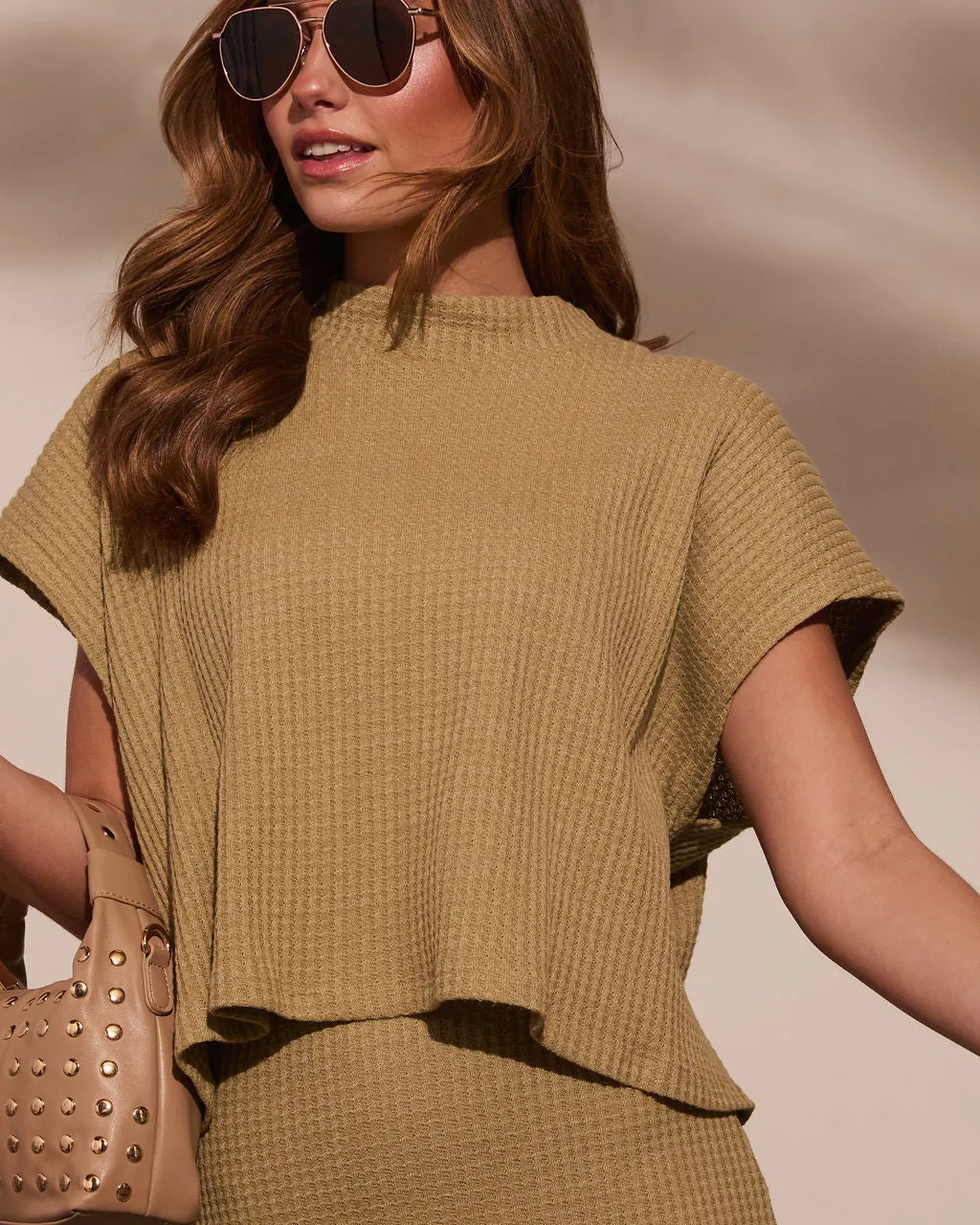 Sweet Daydream Waffle Knit Mockneck Sweater sold by Vici