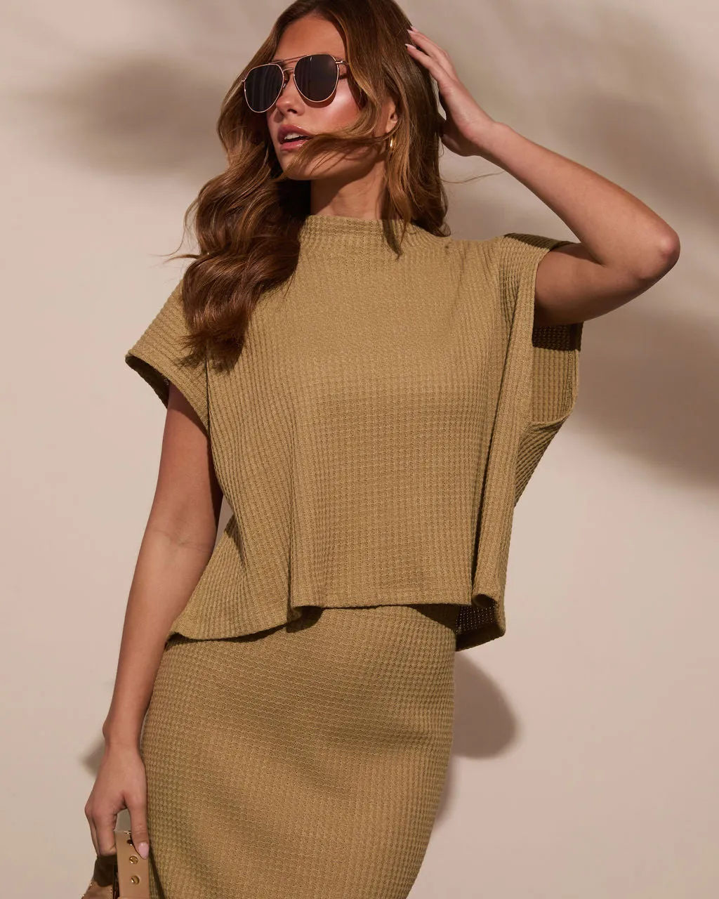 Sweet Daydream Waffle Knit Mockneck Sweater sold by Vici product image thumbnail 5