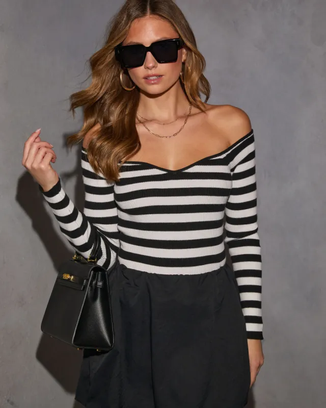 Jennah Off The Shoulder Striped Top sold by Vici