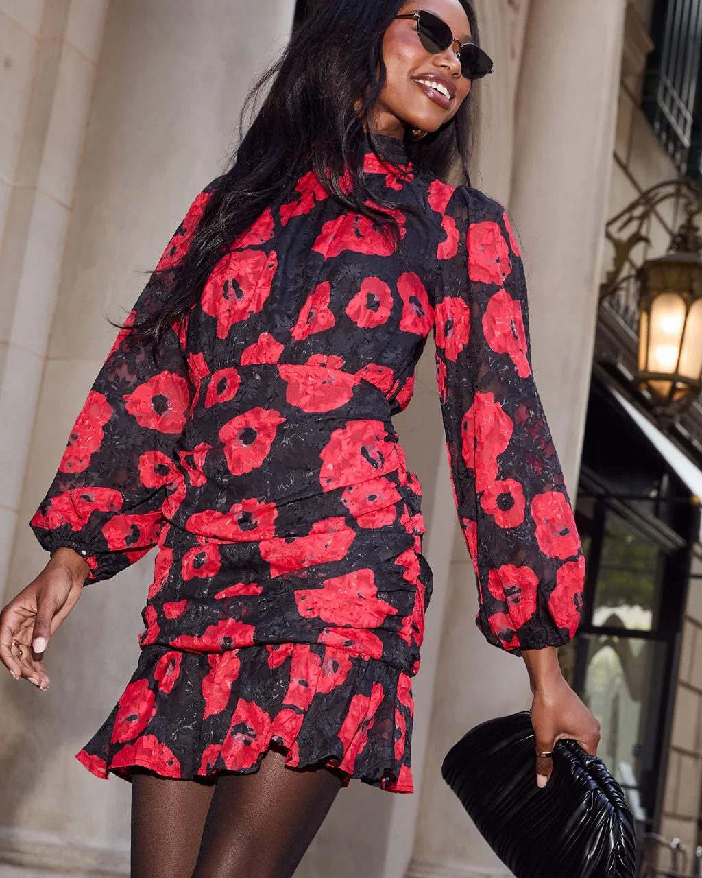 Silk Night Ruched Floral Mini Dress sold by Vici