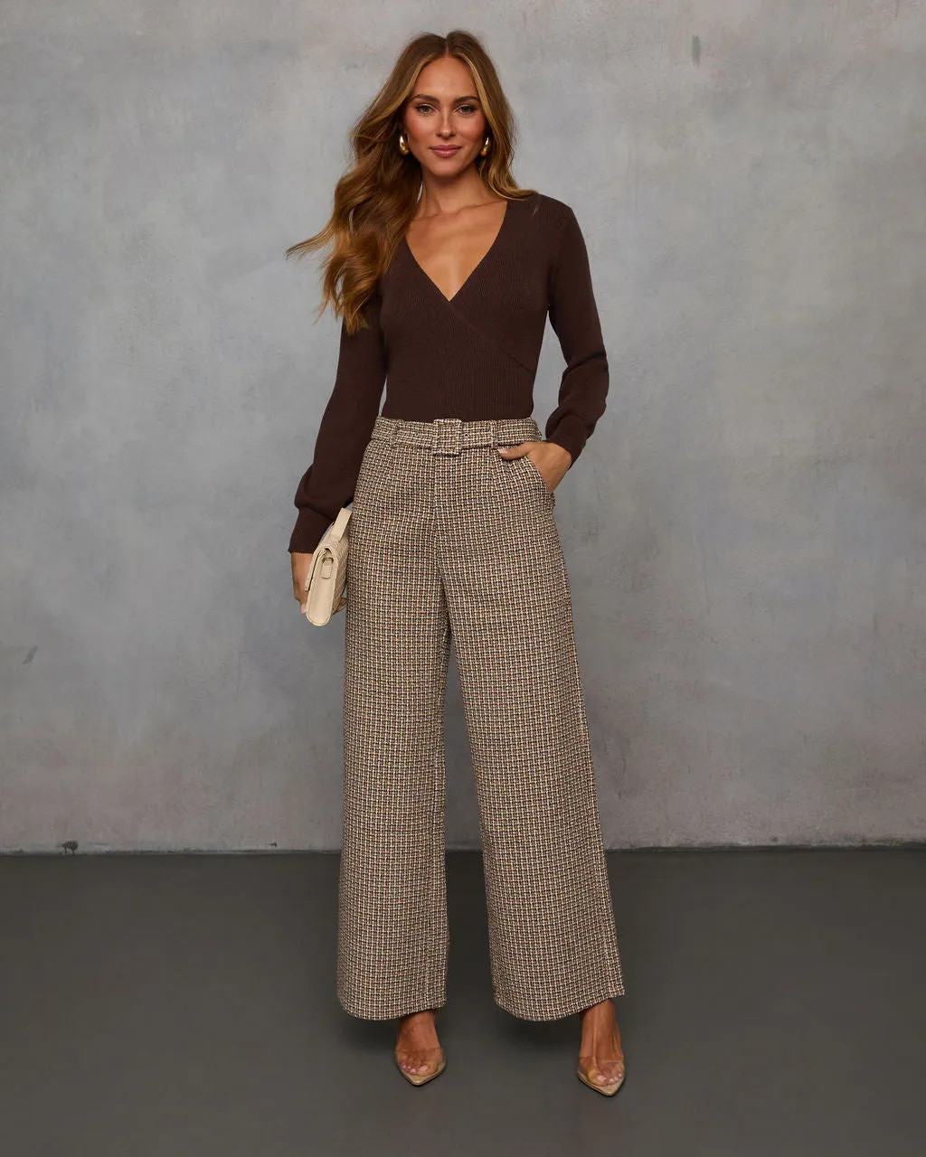 Midnight Jewel Wide Leg Tweed Pants sold by Vici