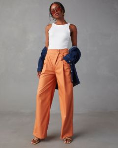 Summer Suiting Wide Leg Pants - Orange - FINAL SALE sold by Vici