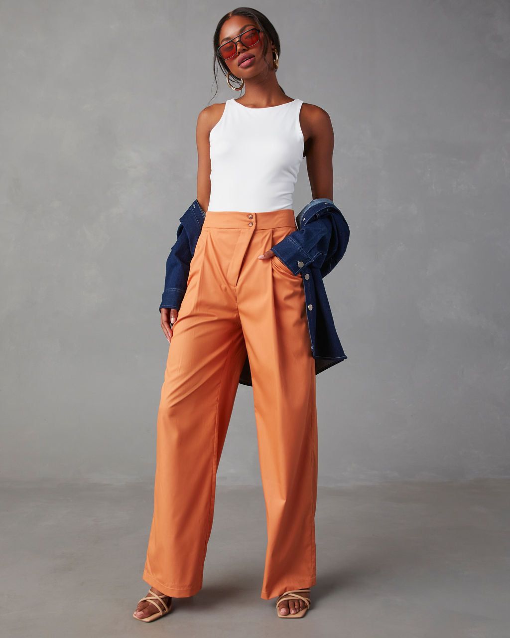 Summer Suiting Wide Leg Pants - Orange - FINAL SALE sold by Vici product image thumbnail 3