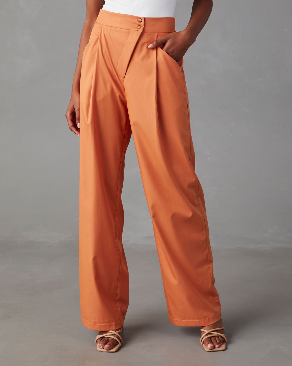 Summer Suiting Wide Leg Pants - Orange - FINAL SALE sold by Vici