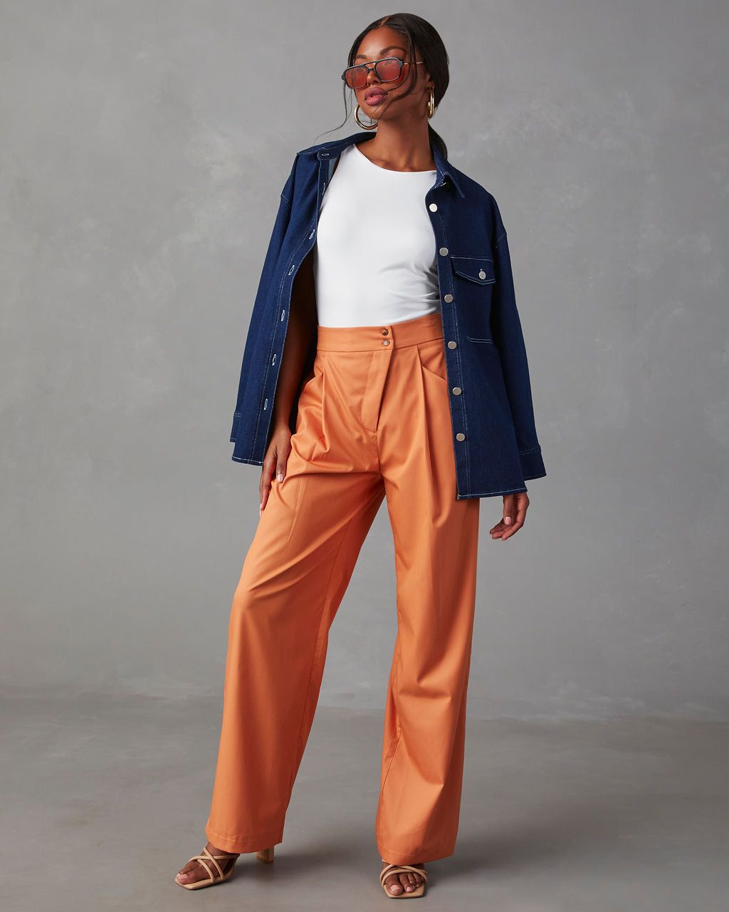 Summer Suiting Wide Leg Pants - Orange - FINAL SALE sold by Vici product image thumbnail 6