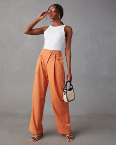 Summer Suiting Wide Leg Pants - Orange - FINAL SALE sold by Vici