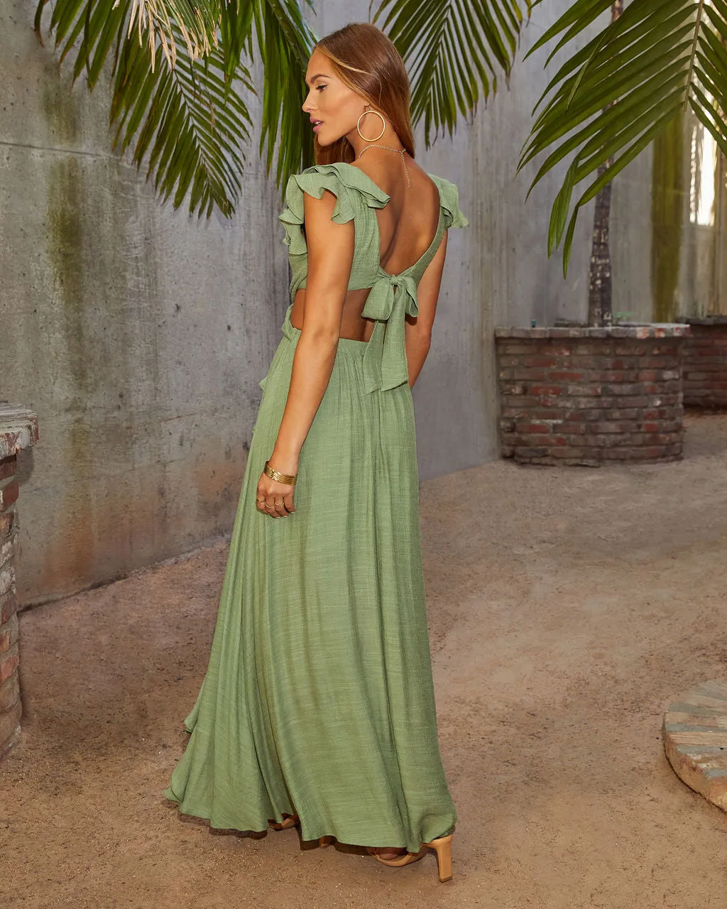 Soleil Cutout Ruffle Maxi Dress sold by Vici product image thumbnail 4