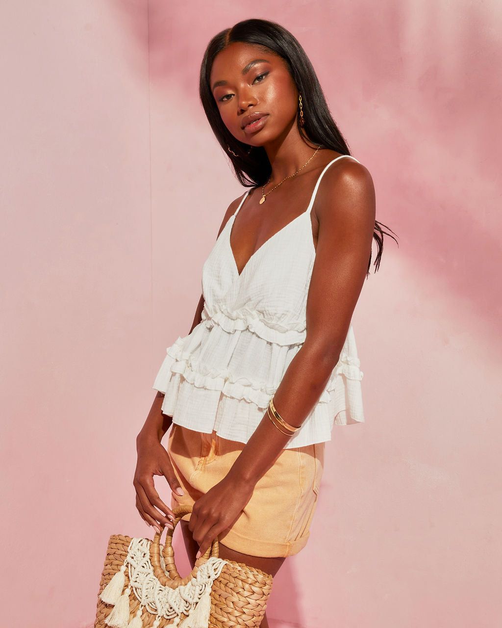 Gareth Cotton Ruffle Tiered Babydoll Top sold by Vici product image thumbnail 5