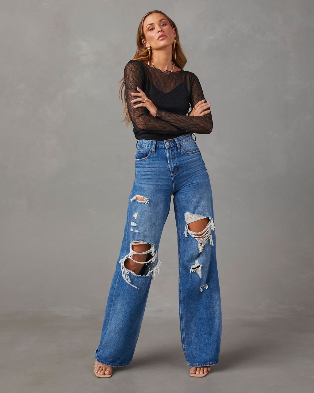 After Midnight Lace Long Sleeve Top sold by Vici