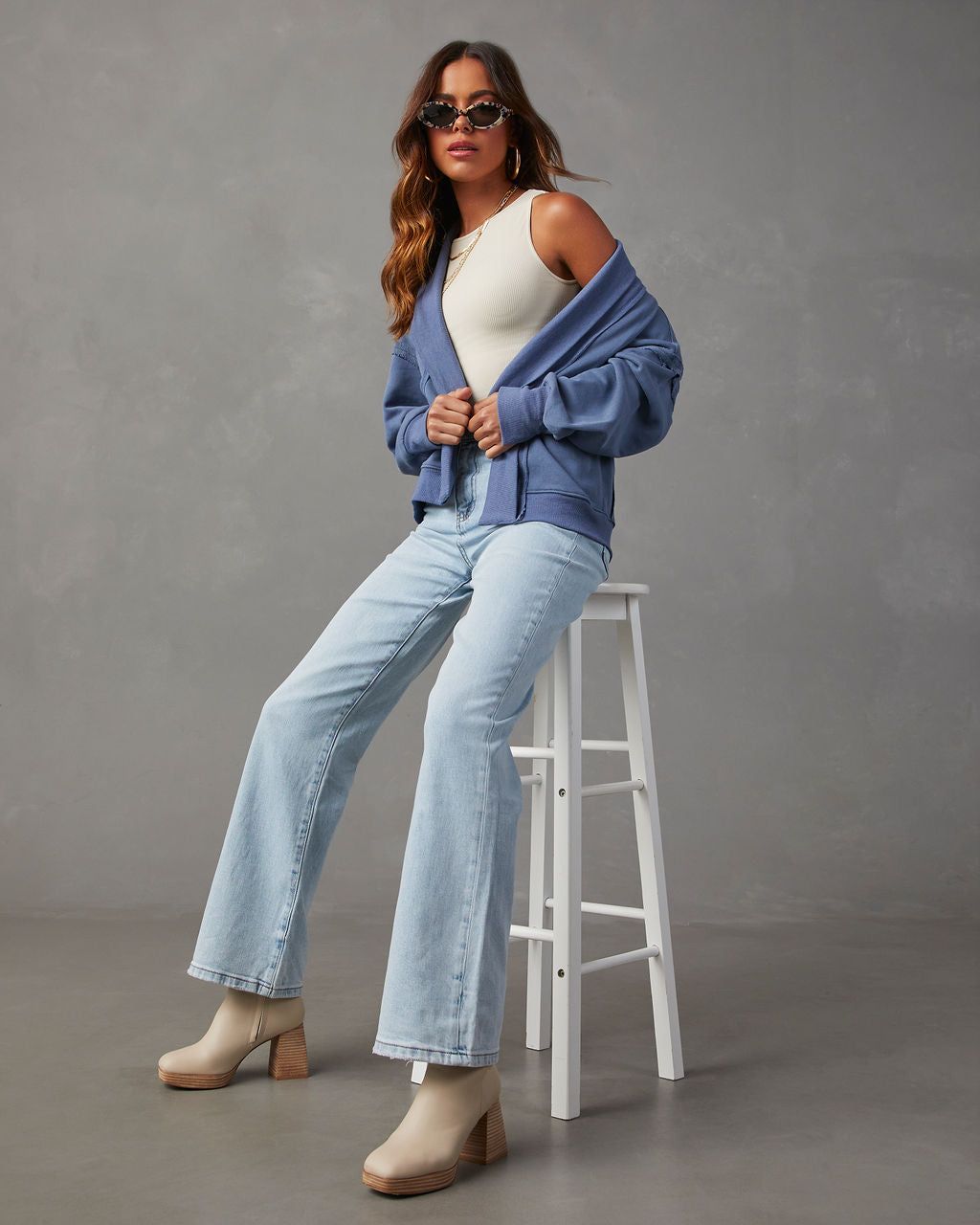 Keepin' Me Cozy Relaxed Cardigan - Blue sold by Vici product image thumbnail 6