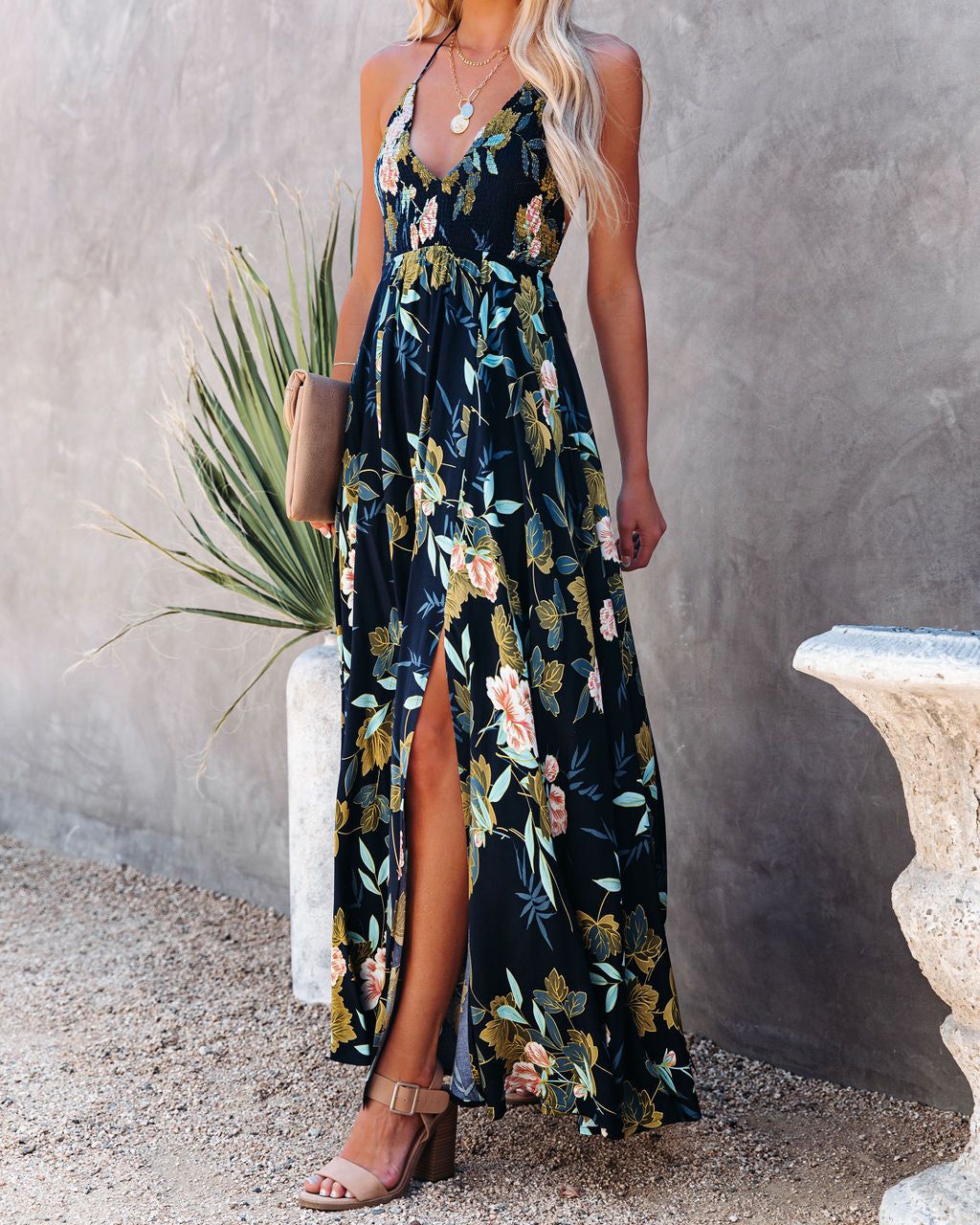 Send Flowers Smocked Halter Maxi Dress - SALE sold by Vici product image thumbnail 7