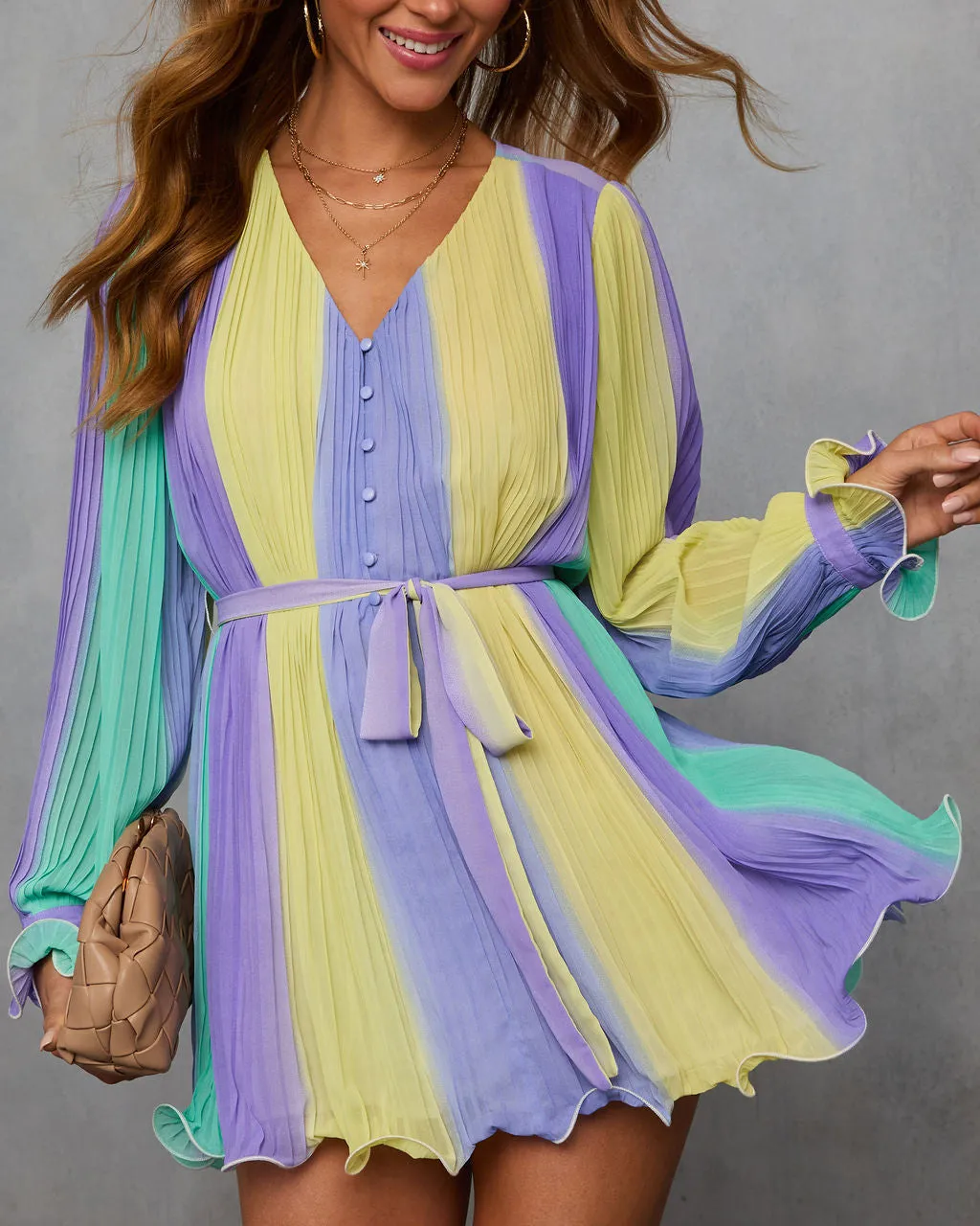 Samarie Pleated Colorblock Mini Dress sold by Vici product image thumbnail 2