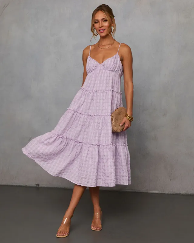 Butterfly Ballet Plaid Midi Dress sold by Vici