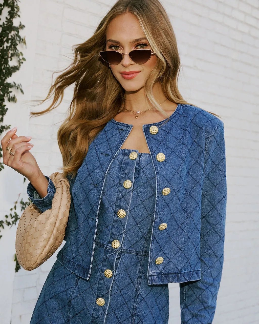 Maryline Cropped Denim Jacket sold by Vici